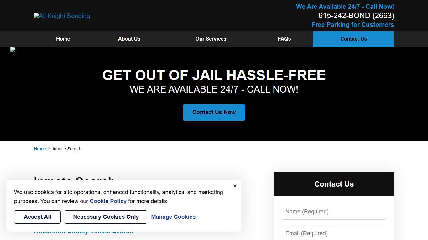 Inmate Search Nashville Bail Bonds All Knight Bonding